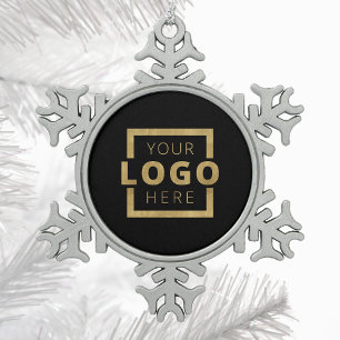 Custom Company Logo Christmas Elegant Party Snowflake Pewter Christmas Ornament