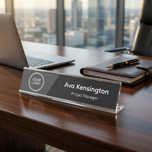 Custom Company Logo Desk Name Plate   Personalized