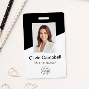 Custom Company Logo Employee Photo Black Badge