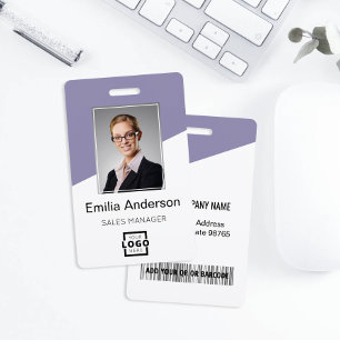 Custom Company Logo Employee Photo Lavender Badge