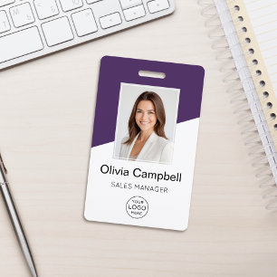 Custom Company Logo Employee Photo Purple Badge