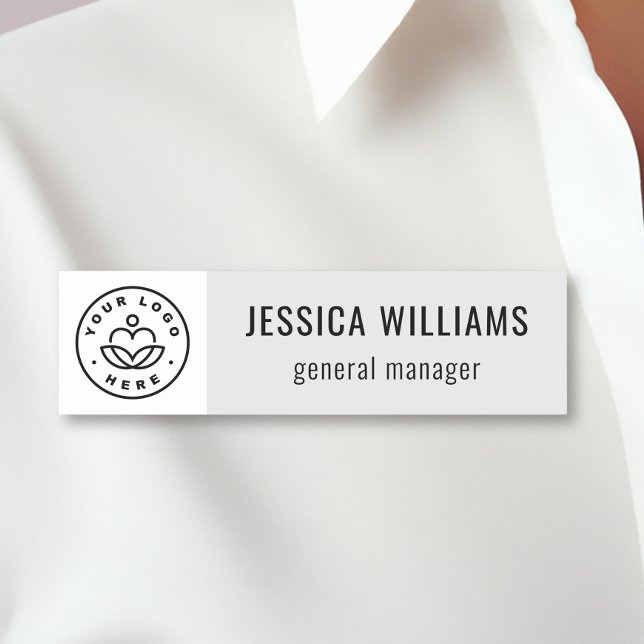 Custom Company Logo Gray Employee Name Tag (Creator Uploaded)