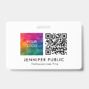 Custom Company Logo Here QR Code Template Badge