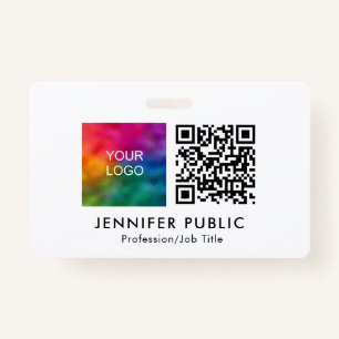 Custom Company Logo Here QR Code Template Badge