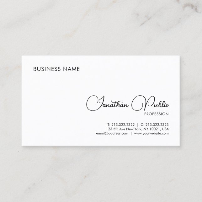 Custom Company Logo Here Typography Business Card (Front)