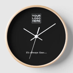 Custom Company Logo "It' Always Time..." Black Clock