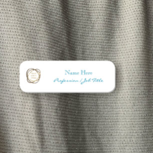 Custom Company Logo Modern Elegant Aqua Teal Name Tag