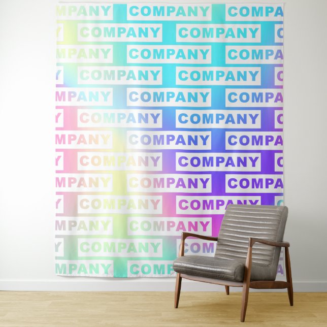 Custom Company Logo Modern Holographic Tapestry (In Situ)
