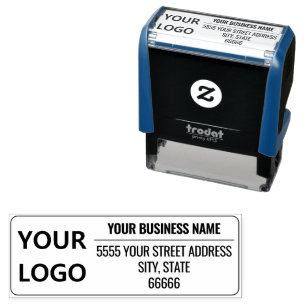 Custom Company Logo Name Address Self-Inking Stamp