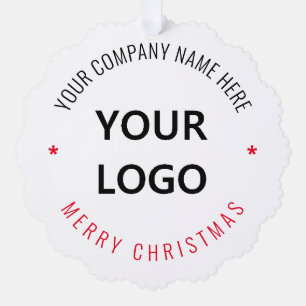 Custom Company Logo Name Christmas Ornament Card