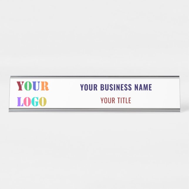 Custom Company Logo Name Personalized Business Desk Name Plate (Front)