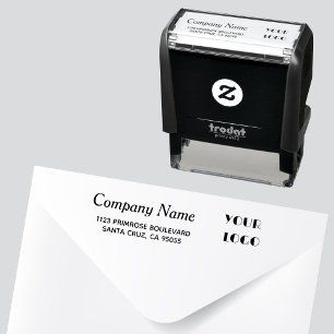 Custom Company Logo Name Script Return Address Self-inking Stamp