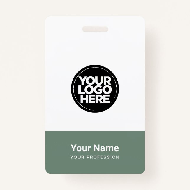 Custom Company Logo Name Title Bar Code Badge (Front)
