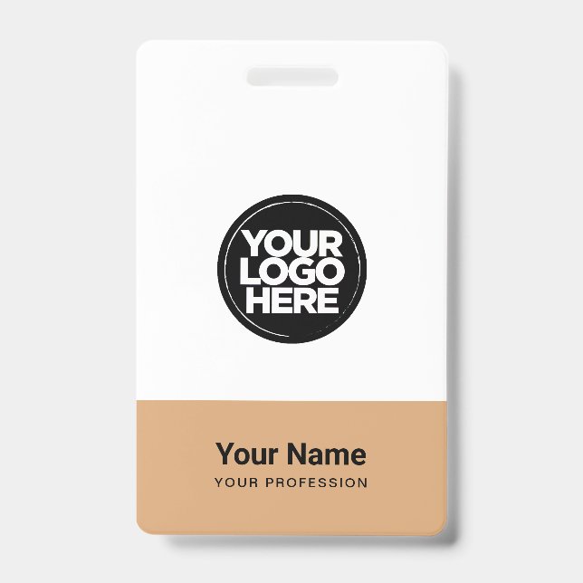 Custom Company Logo Name Title Bar Code Badge (Front)