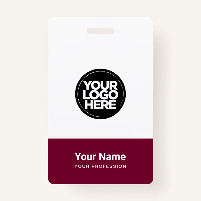 Custom Company Logo Name Title Bar Code Badge (Front)