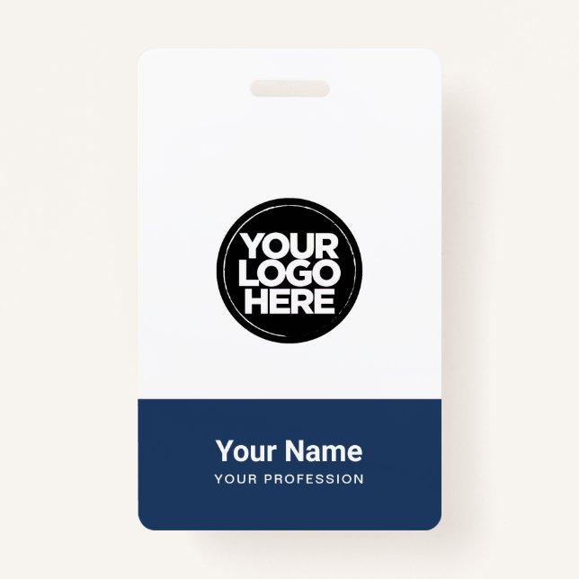 Custom Company Logo Name Title Bar Code Badge (Front)