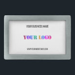 Custom Company Logo Name Website Belt Buckle<br><div class="desc">Custom Colours and Fonts - Design Your Own Personalized Belt Buckle with Your Company Logo Name Website or Custom Text Promotional Business or Modern Personal Belt Buckles / Gift - Add Your Logo - Image - Photo or QR Code / Name - Company / Website or E-mail or Phone -...</div>