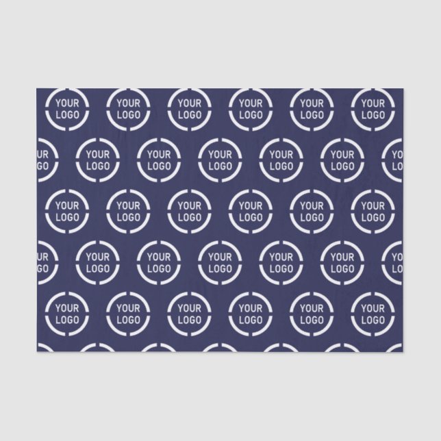 Custom company logo navy blue branded tissue paper (Front)