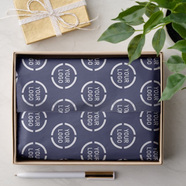 Custom company logo navy blue branded tissue paper (Gift)