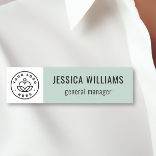 Custom Company Logo Pastel Green Employee Name Tag