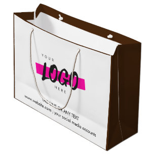 Custom Company Logo Pattern Text Promotional Brown Large Gift Bag