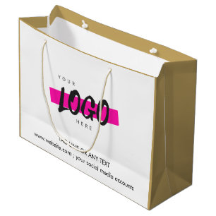Custom Company Logo Pattern Text Promotional gold Large Gift Bag