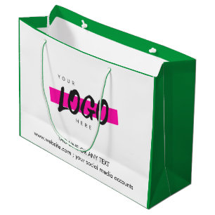 Custom Company Logo Pattern Text Promotional green Large Gift Bag