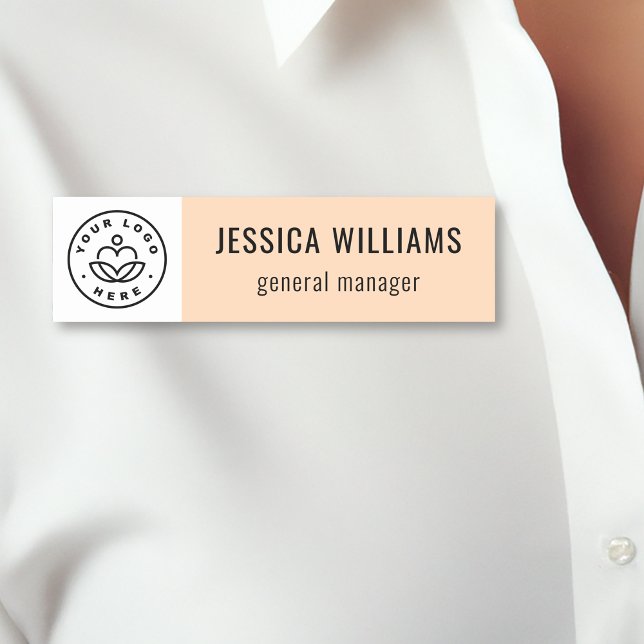 Custom Company Logo Peach Employee Name Tag (Creator Uploaded)