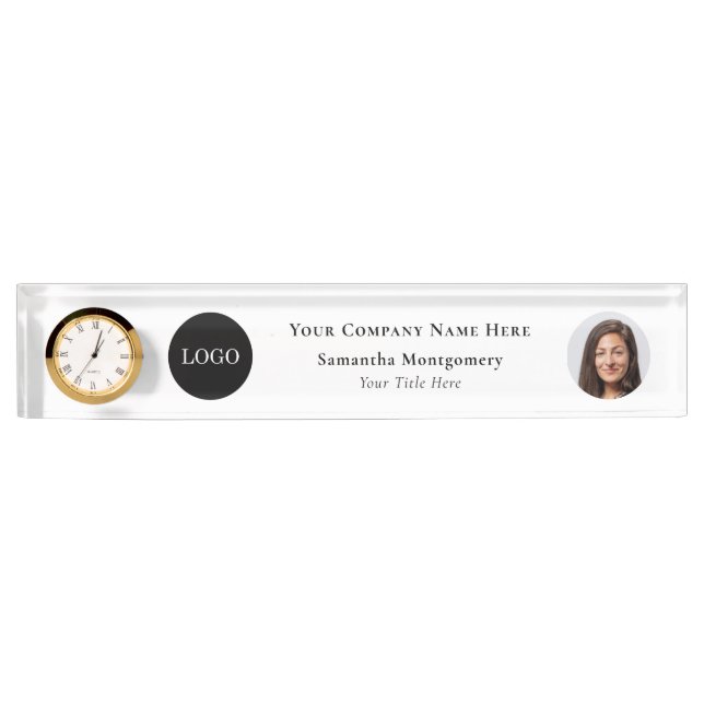 Custom Company Logo Photo Business Name Title Nameplate (Front)