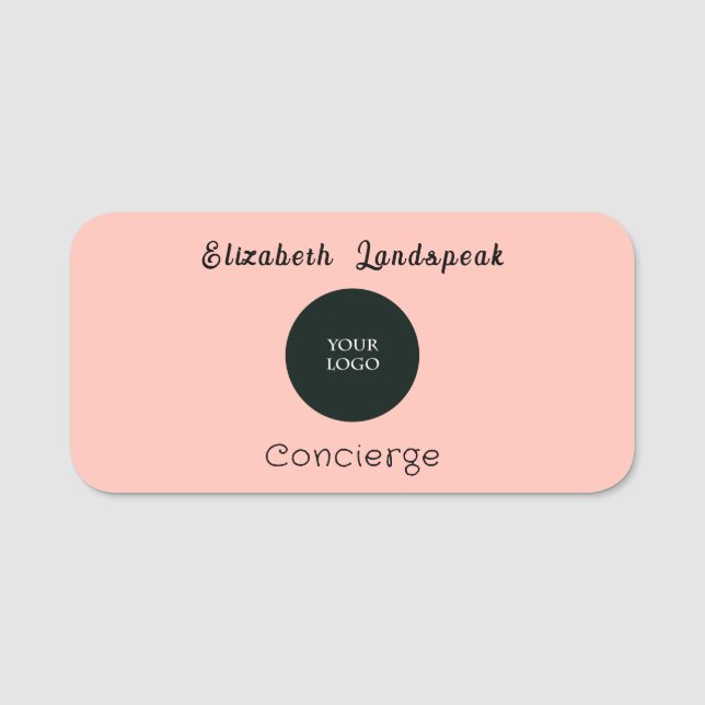 Custom Company Logo Pink Rose Magnetic Name Tag (Front)