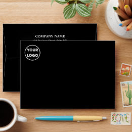Custom Company Logo Printed Return Address Black Envelope