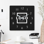 Custom Company Logo Promotional Branded Square Wall Clock<br><div class="desc">Add your custom business corporate logo to create a unique wall clock. Makes a great promotional giveaway or corporate gift for customers,  vendors,  employees or other special people. Choose from different clock shapes and sizes. No minimum quantity,  no setup fees.</div>