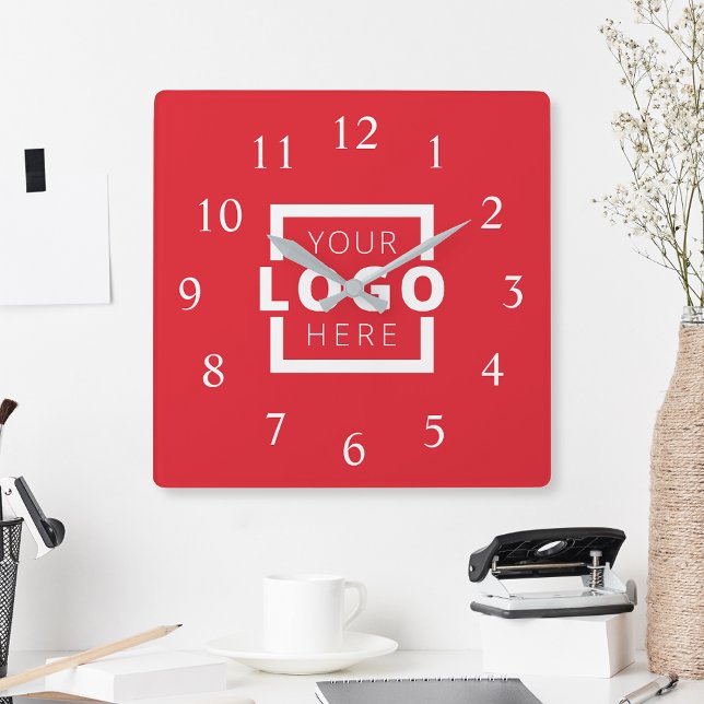 Custom Company Logo Promotional Branded Square Wall Clock (Creator Uploaded)