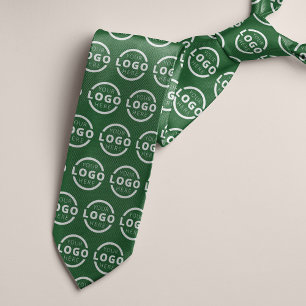 Custom Company Logo Promotional Business Green Tie