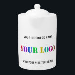 Custom Company Logo Promotional Business Teapot<br><div class="desc">Custom Colours and Fonts - Personalized Teapots with Your Company Logo and Text Promotional Business Teapot - Add Your Logo / Image - Photo or QR Code and Text / Information / more - Resize and move elements with Customization tool. Choose / add your favourite background and text colours /...</div>