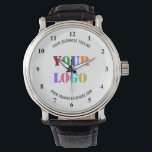 Custom Company Logo Promotional Business Watch<br><div class="desc">Custom Font and Colours - Personalized Watches with Your Company Logo and Name Website or Custom Text Promotional Business Watch Gift - Add Your Logo / Image - Photo or QR Code and Text / Information - Resize and move elements with Customization tool. Choose / add your favourite background and...</div>