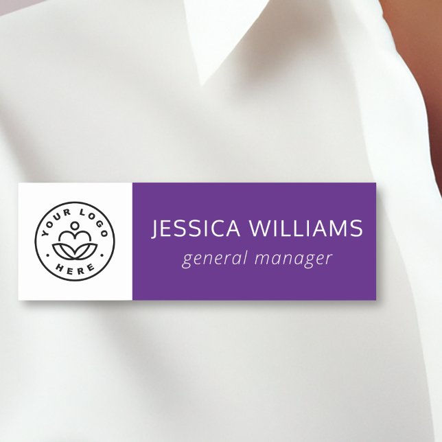 Custom Company Logo Purple Employee Name Tag (Creator Uploaded)