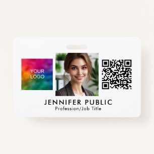 Custom Company Logo QR Code Employee Photo Here Badge