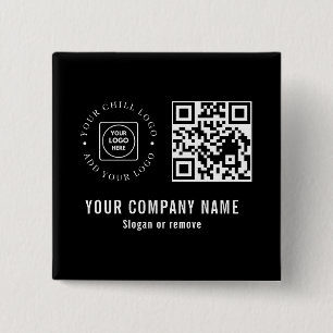 Custom Company Logo QR Code Minimalist Design 2 Inch Square Button
