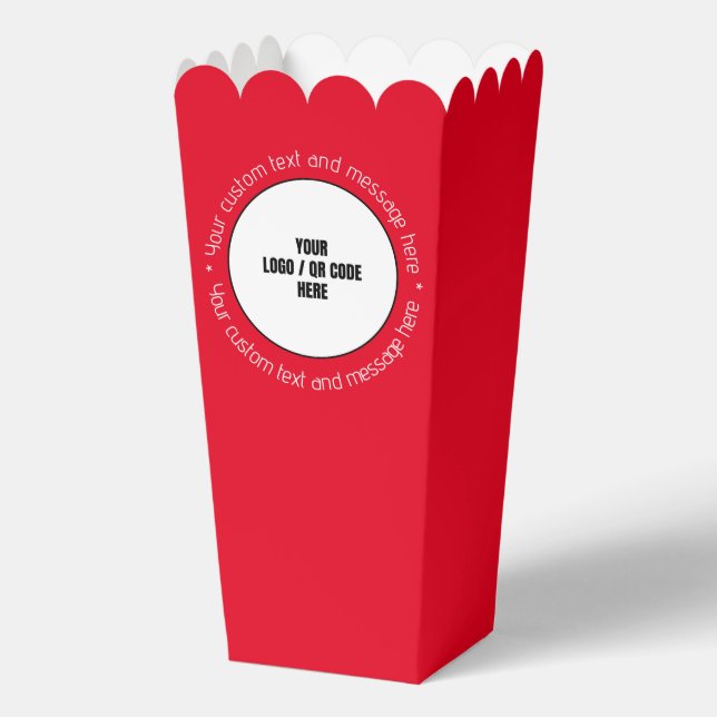 Custom Company Logo QR Code Text Red Popcorn Box (Back)