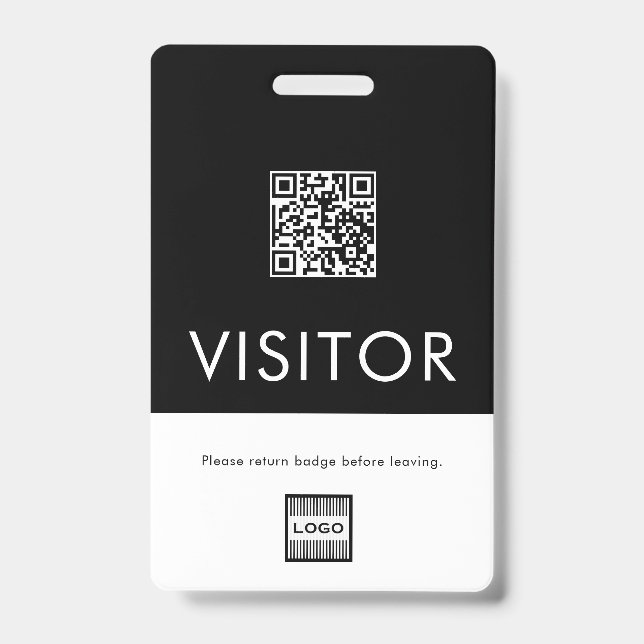 Custom Company Logo QR Code Visitor Badge (Front)