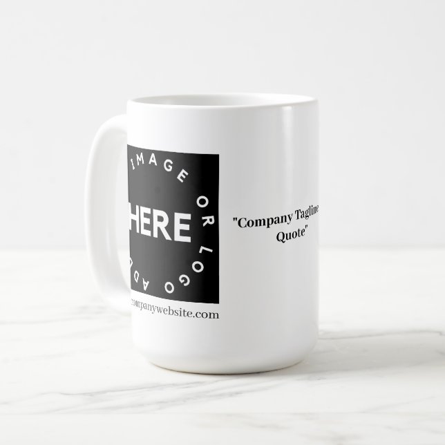 Custom Company Logo & QR Corporate Promotional Coffee Mug (Front Left)