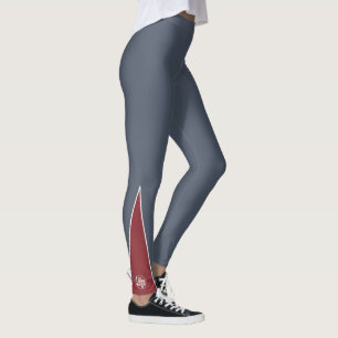 Custom Company Logo Red Accent Grey  Leggings