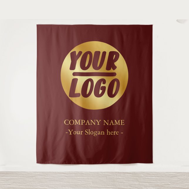 Custom Company Logo Red Gold Backdrop For Events Tapestry (Front)