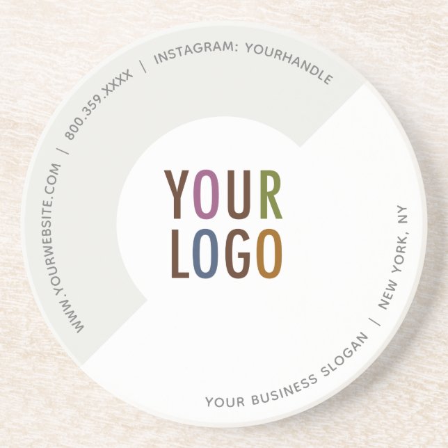 Custom Company Logo Round Sandstone Coaster (Front)