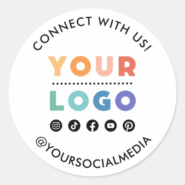 Custom Company Logo Social Media Business Classic Round Sticker (Front)