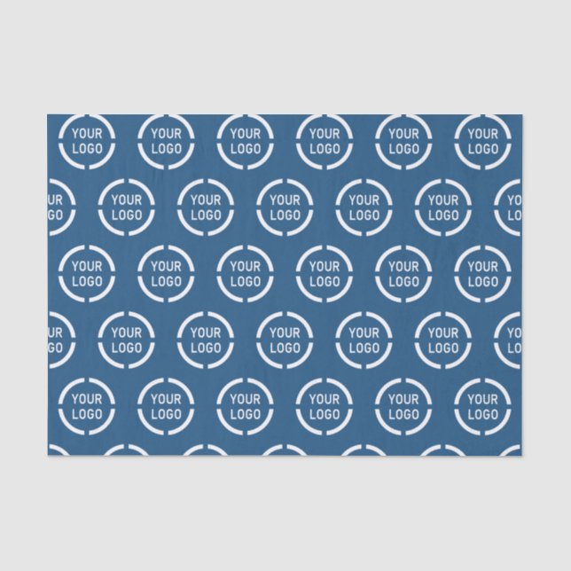 Custom company logo teal blue branded tissue paper (Front)