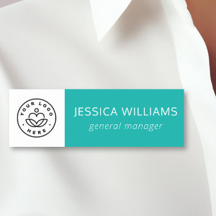 Custom Company Logo Teal Employee Name Tag
