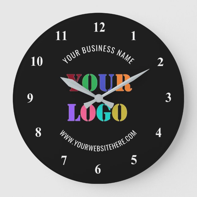 Custom Company Logo Text and Colors Business Clock (Front)