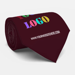 Custom Company Logo Text and QR Code Business Tie